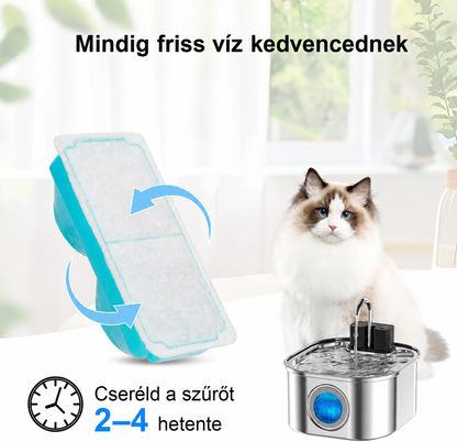 SmartFlow™ csere szűrő az automata kisállat-itatókúttal és macskával