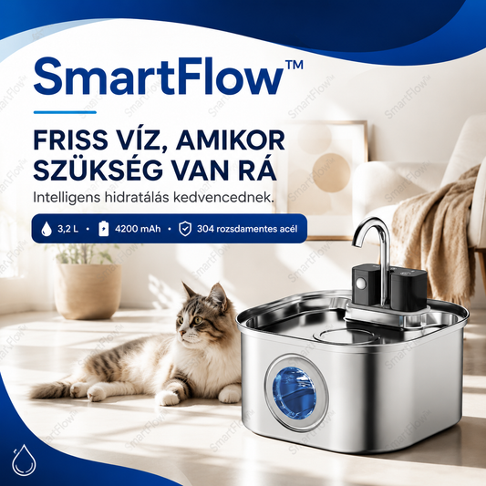 SmartFlow™ automata kisállat-itatókút friss, szűrt ivóvízzel